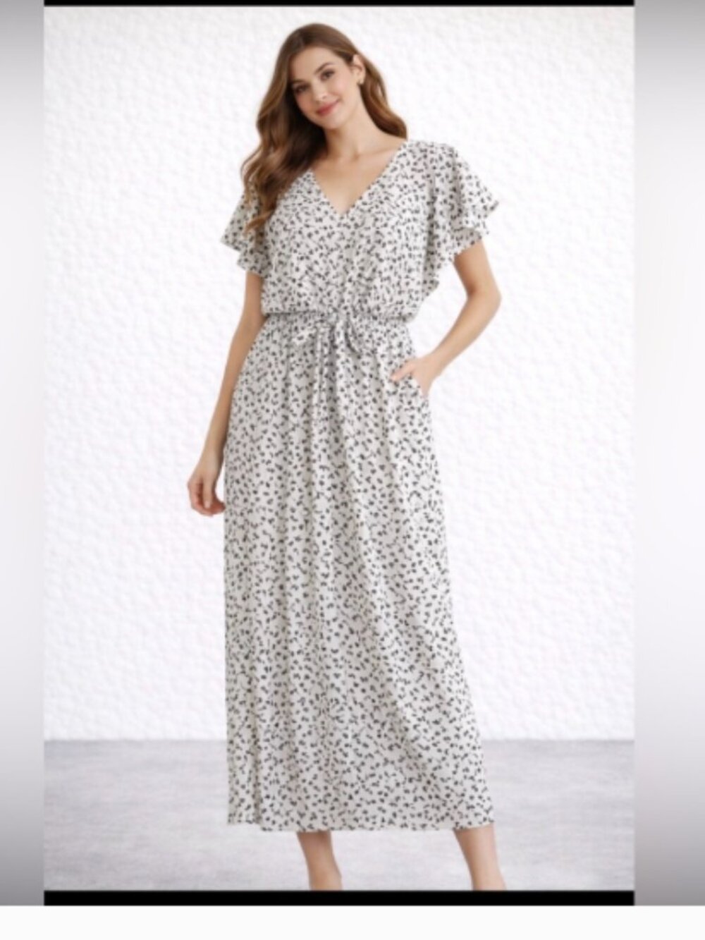 Sienna Sky White Midi Dress with Black Floral Print - Picture 10 of 10